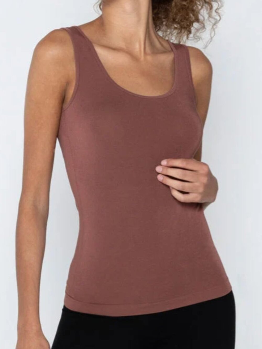 C'est Moi Clothing Co. Naturals Bamboo reversible double scoop Tank OS Chestnut